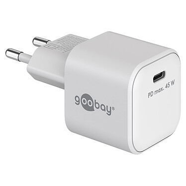 Cargador rápido USB-C Goobay PD GaN Nano 45W (Blanco).