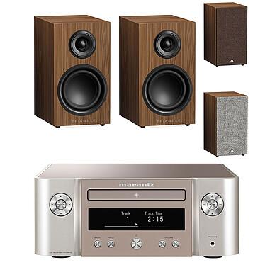 Marantz Melody X M-CR612 Silver/Gold + Triangle Elara LN01 Oak with twin grilles.