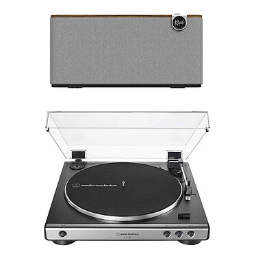 Audio-Technica AT-LP60XUSB Gris + Klipsch The Three+ Noyer