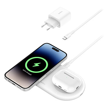 Belkin BoostCharge Magnetic Stand 2-in-1 Qi2 15W White.