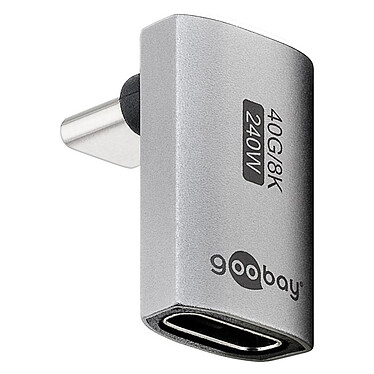 Goobay Adaptateur USB-C Mâle vers USB-C Femelle coudé à 90°, Long