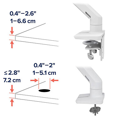 Acquista Braccio da scrivania Ergotron HX con perno VHD per schermi curvi ultra larghi - Bianco .