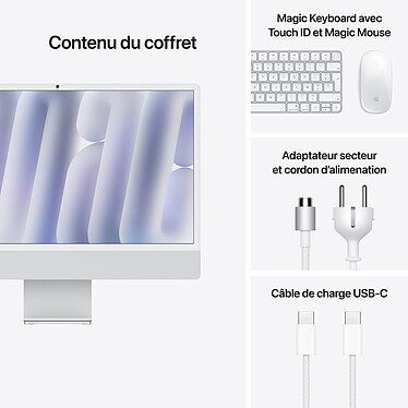 Apple iMac M4 (2024) 24" 32 Go 512 Go Argent (MWUV3FN/A-32GB) pas cher
