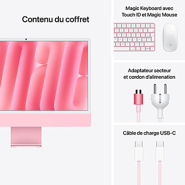 Apple iMac M4 (2024) 24" 24 Go 1 To Rose (MD2U4FN/A-1TB) pas cher