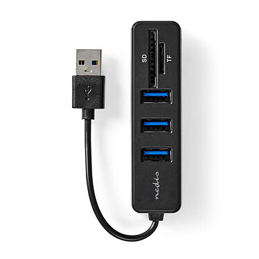 Nedis USB 2.0 Hub 3 Ports USB-A + Lecteur carte (micro)SD pas cher