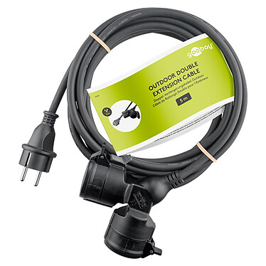 cheap Goobay Double outdoor power extension cable - 5 metres - Black .