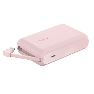 Belkin Batterie externe 10K 20W avec câble USB-C intégré (Rose)