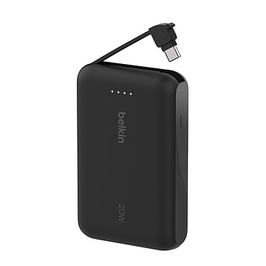 Avis Belkin Batterie externe 10K 20W avec câble USB-C intégré (Noir)