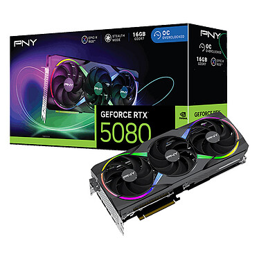 PNY GeForce RTX 5080 16GB ARGB Overclocked Triple Fan