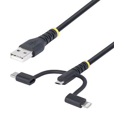 StarTech.com Câble 3-en-1 USB-A vers micro USB / USB-C / Lightning (1 m)