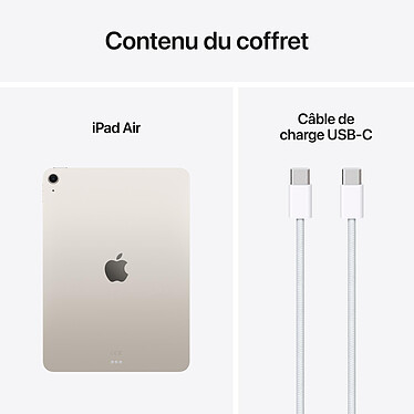 Apple iPad Air M3 11 pouces (2025) Wi-Fi 128 Go Lumière Stellaire pas cher