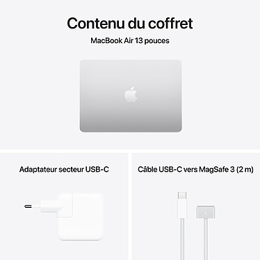 Apple MacBook Air M4 13 pouces (2025) Argent 32 Go/2 To (MC654FN/A-32GB-2TB-QWERTY-US) pas cher