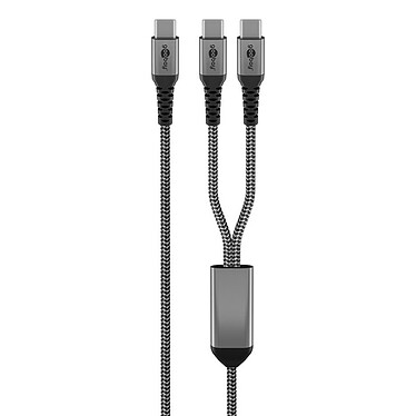 Goobay Câble Textile 1x USB-C vers 2x USB-C (M/M) - Power Delivery - 1.5 m