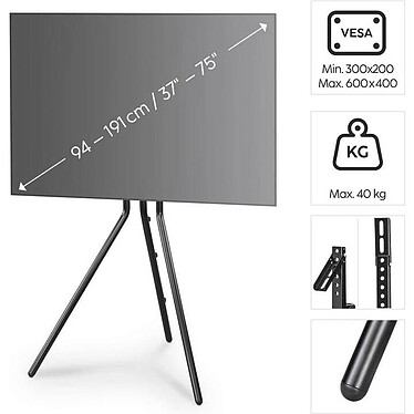 Hama Support Pied TV Chevalet métal (Noir) pas cher
