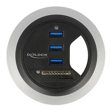 DeLock Hub de bureau USB-A 3.0 à 3 ports + 1 lecteur de carte microSD / SD