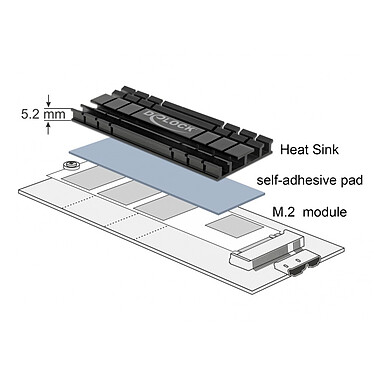 Avis DeLock Dissipateur plat 70 mm pour module M.2 Noir