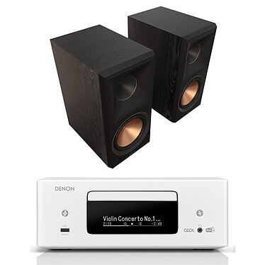 Denon RCD-N12DAB Blanc + Klipsch RP-600M II Ebène