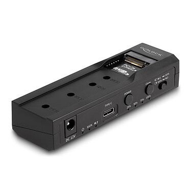 DeLock Convertisseur USB-C pour 1x SSD M.2 NVMe + 1x SATA SSD / HDD avec fonction de Clonage