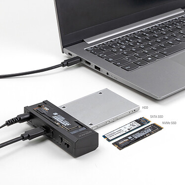 Avis DeLock Convertisseur USB-C pour 1x SSD M.2 NVMe + 1x SATA SSD / HDD avec fonction de Clonage