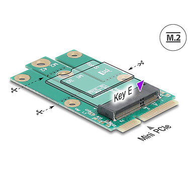 DeLock Adaptateur Mini PCIe mâle à slot M.2 key E