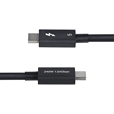 Avis StarTech.com Câble Thunderbolt 5 (80 Gb/s) USB-C - Compatible Thunderbolt, USB et DisplayPort - PowerDelivery 240 W - M/M - 0.8 m - Noir