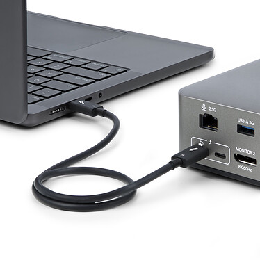 StarTech.com Câble Thunderbolt 5 (80 Gb/s) USB-C - Compatible Thunderbolt, USB et DisplayPort - PowerDelivery 240 W - M/M - 0.8 m - Noir pas cher