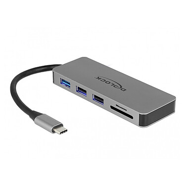 DeLock Hub USB 3.0 Type-C 3x Ports USB-A , 1x HDMI, 1x microSD, 1x SDHC/SDXC, 1x Port USB-C avec Power Delivery 87 W 