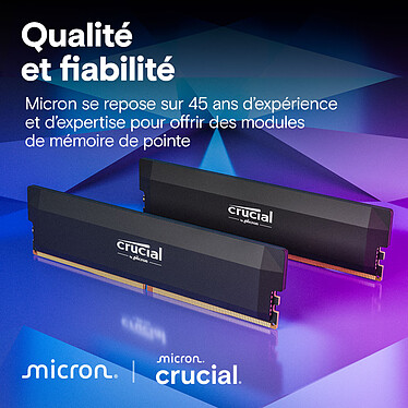 Avis Crucial Pro DDR5 Overclocking 64 Go (2 x 32 Go) 6000 MHz CL40