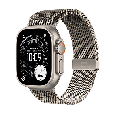 Apple Watch Ultra 3 GPS + Cellular 49 mm Titane Naturel Bracelet Milanais en Titane Naturel M