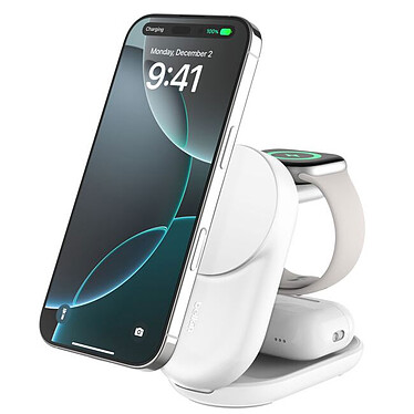 Belkin Chargeur 3 en 1, 25W pour Iphone, Airpods et Watch QI2.2 (Blanc)