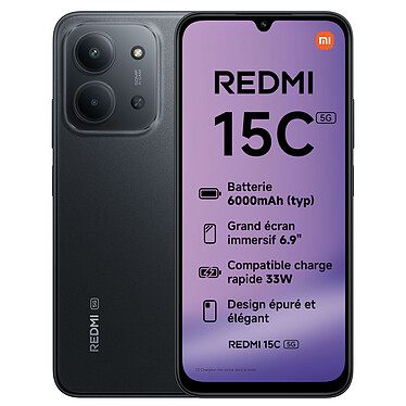 Xiaomi Redmi 15C 5G Noir (4 Go / 128 Go)