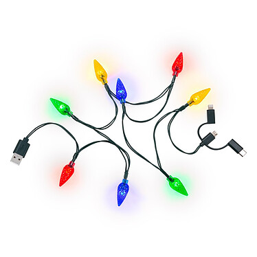 Goobay Câble USB-A Guirlande LED vers USB-C/microUSB/Lightning 2.0 - 0.9 m