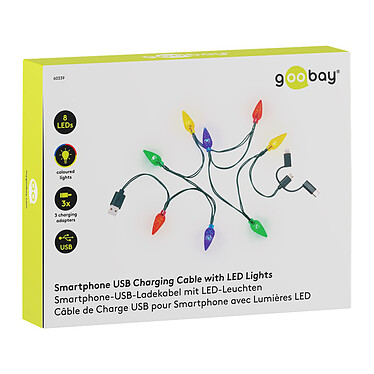 Goobay Câble USB-A Guirlande LED vers USB-C/microUSB/Lightning 2.0 - 0.9 m pas cher