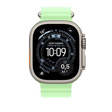 Avis Apple Bracelet Océan 49 mm finition titane naturel Vert Fluo