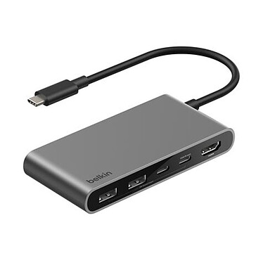 Belkin Connect Hub USB-C avec 1 x HDMI, 2 x USB-C, 2 x USB-A (Argent)