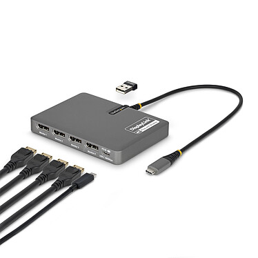 Acheter StarTech.com Adaptateur USB-C vers 4x DisplayPort 4K 60Hz + 1x port USB-A 2.0 + 1x port USB-C Power Delivery 140W