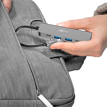 Goobay Hub Slim USB-C vers 1x HDMI, 2x USB-C et 2x USB-A - Power Delivery 100W pas cher