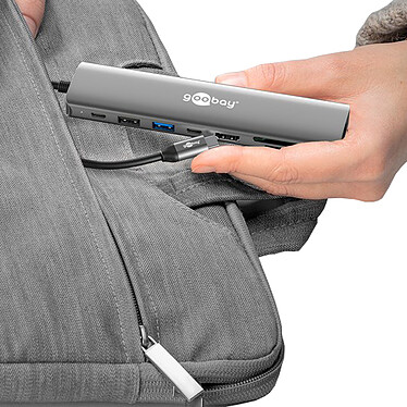 Goobay Hub Slim USB-C vers 1x HDMI 1.4, 2x USB-C 3.0, 1x USB-A 3.0, 1x USB-A 2.0, 1x RJ45, 1x SD et 1 microSD - PD 100W pas cher