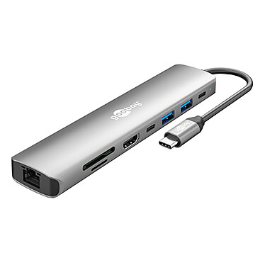 Avis Goobay Hub Slim USB-C vers 1x HDMI 2.0, 2x USB-C 3.0, 2x USB-A 3.0, 1x RJ45, 1x SD et 1 microSD - PD 100W