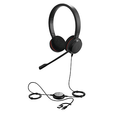 Jabra Evolve 20 Stéréo UC avec adaptateur USB-C/A
