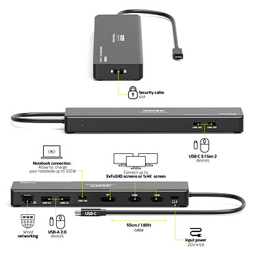Avis PORT Connect Station d'accueil mobile 1x 4K USB-C 9 périphériques 100W