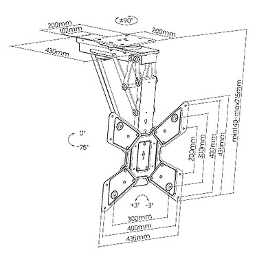 Nedis Support de plafond motorisé Wi-Fi pour TV 23-65" pas cher