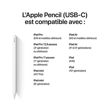 Acheter Apple Pencil (USB-C) (MUWA3ZM/A)