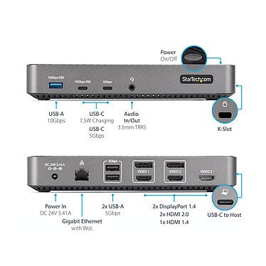 StarTech.com Station Accueil USB-C Triple Ecran HDMI/DP (116E) pas cher
