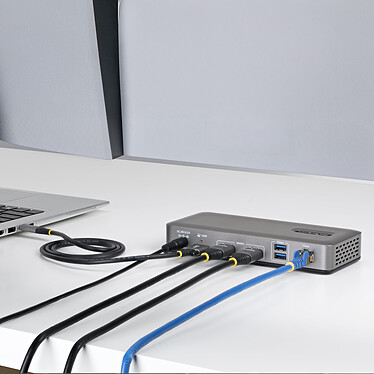 StarTech.com Station Accueil USB-C 3.1 Double Ecran HDMI 4K 60 Hz - RJ45 - Hub 4x USB-A + 3x USB-C et Power Delivery 100W pas cher