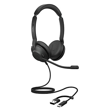 Jabra Evolve2 30 SE USB-A MS Stéréo avec adaptateur USB-C/A Noir