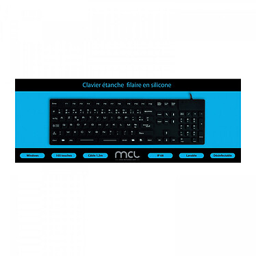 Avis MCL Clavier étanche filaire en silicone (Noir) - AZERTY, Français