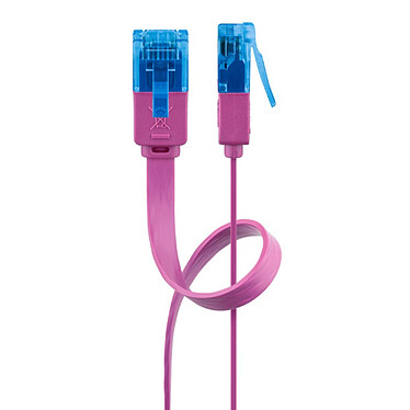 Goobay Câble RJ45 Plat Cat 6a U/UTP 2 m (Magenta)