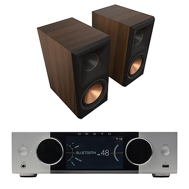Onkyo Muse Y-40 Argent + Klipsch RP-600M II Noyer