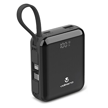 Volkano Solace Series 10 000 mAh avec câbles USB-C et Lightning intégrés (Noir)